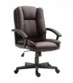 Swivel Executive Office Chair Mid Back PU Leather Chair with Arm, Brown HOMCOM