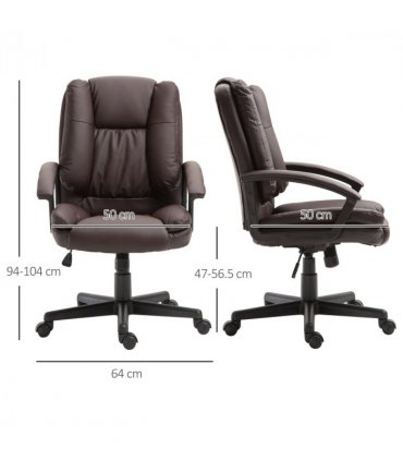 Swivel Executive Office Chair Mid Back PU Leather Chair with Arm, Brown HOMCOM