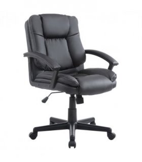 Office Chair Black PU Leather 170W x 62D x 68Hcm Swivel Executive Chair Mid Back