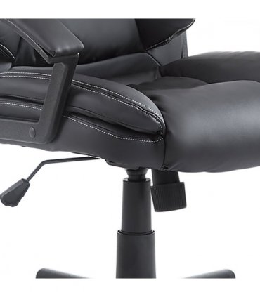 Office Chair Black PU Leather 170W x 62D x 68Hcm Swivel Executive Chair Mid Back