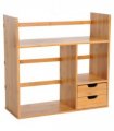Desk Organiser Desktop Bookshelf 180 Degree Rotatable 2 Drawers Bamboo