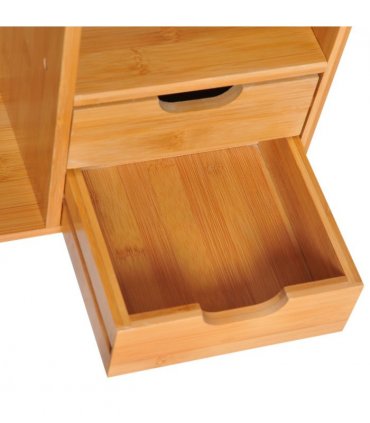 Desk Organiser Desktop Bookshelf 180 Degree Rotatable 2 Drawers Bamboo