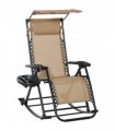 Folding Recliner Chair Outdoor Lounge Rocker Zero-Gravity Seat w/ Adjustable