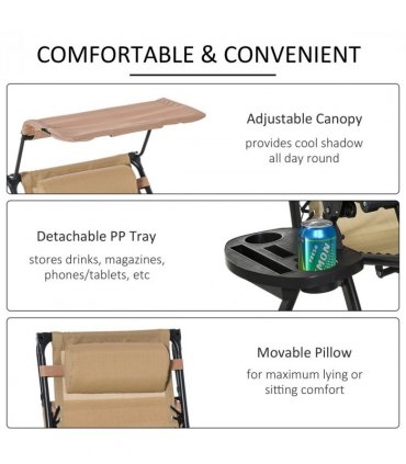 Folding Recliner Chair Outdoor Lounge Rocker Zero-Gravity Seat w/ Adjustable