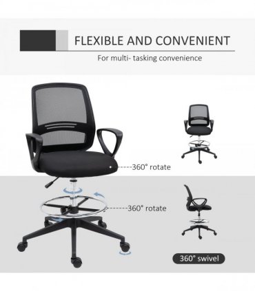Drafting Chair Tall Office Chair with Adjustable Height and Footrest