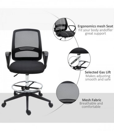 Drafting Chair Tall Office Chair with Adjustable Height and Footrest