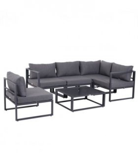6Pcs Outdoor Sectional Sofa Set Conversation Aluminum Frame Cushion Outsunny