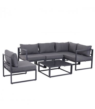 6Pcs Outdoor Sectional Sofa Set Conversation Aluminum Frame Cushion Outsunny