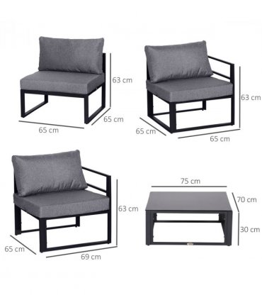 6Pcs Outdoor Sectional Sofa Set Conversation Aluminum Frame Cushion Outsunny