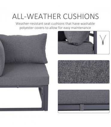 6Pcs Outdoor Sectional Sofa Set Conversation Aluminum Frame Cushion Outsunny