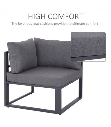 6Pcs Outdoor Sectional Sofa Set Conversation Aluminum Frame Cushion Outsunny