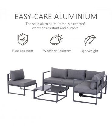 6Pcs Outdoor Sectional Sofa Set Conversation Aluminum Frame Cushion Outsunny