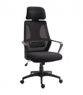 Mesh Back Office Chair w/ Adjustable Height Padded Headrest Black Vinsetto