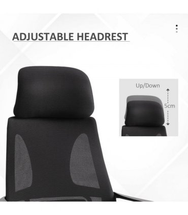 Mesh Back Office Chair w/ Adjustable Height Padded Headrest Black Vinsetto
