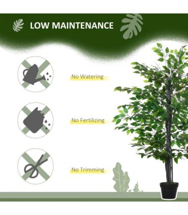 145cm Artificial Banyan Plant Faux Decorative Tree Cement Pot Outsunny