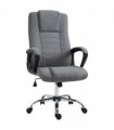 Linen Office Chair 360??Swivel High Back Wide Adjustable Seat Grey Vinsetto