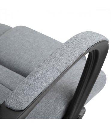Linen Office Chair 360??Swivel High Back Wide Adjustable Seat Grey Vinsetto