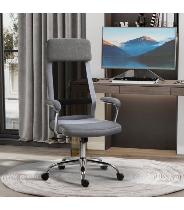 Office Chair Mesh High Back Swivel Task Home Desk Chair w/ Arm, Grey Vinsetto