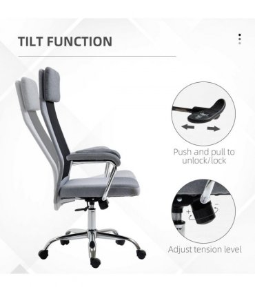 Office Chair Mesh High Back Swivel Task Home Desk Chair w/ Arm, Grey Vinsetto