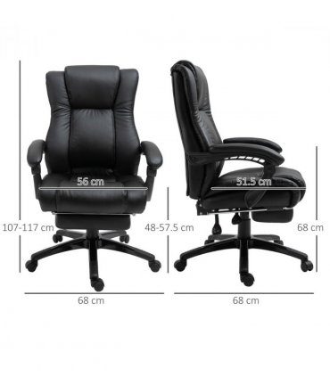 Executive Home Office Chair High Back Recliner, w/ Foot Rest, Black Vinsetto