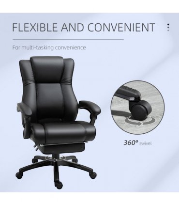 Executive Home Office Chair High Back Recliner, w/ Foot Rest, Black Vinsetto