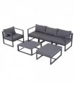 Garden Sectional Sofa Set Aluminum Frame Grey Armchair 6pcs Weather-resistant