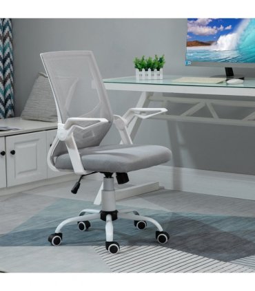 Mesh Swivel Office Chair Task Computer Chair w/ Lumbar Support, Grey Vinsetto