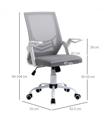 Mesh Swivel Office Chair Task Computer Chair w/ Lumbar Support, Grey Vinsetto