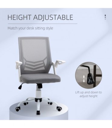 Mesh Swivel Office Chair Task Computer Chair w/ Lumbar Support, Grey Vinsetto