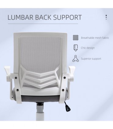 Mesh Swivel Office Chair Task Computer Chair w/ Lumbar Support, Grey Vinsetto