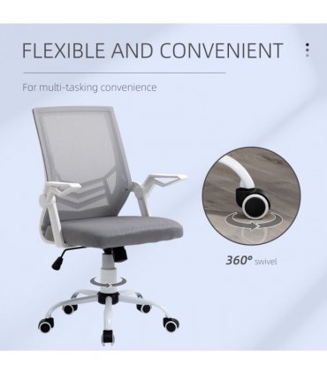 Mesh Swivel Office Chair Task Computer Chair w/ Lumbar Support, Grey Vinsetto