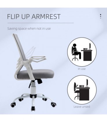Mesh Swivel Office Chair Task Computer Chair w/ Lumbar Support, Grey Vinsetto