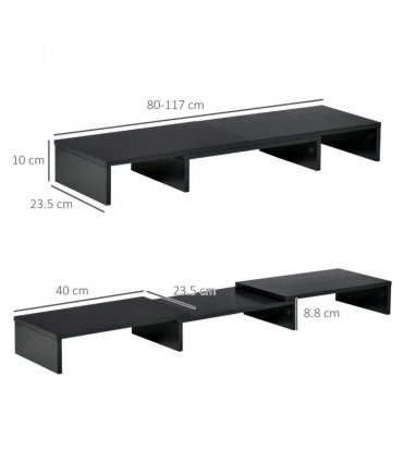 Monitor Stand Screen Riser w/ Adjustable Length for Two Laptop Max Vinsetto