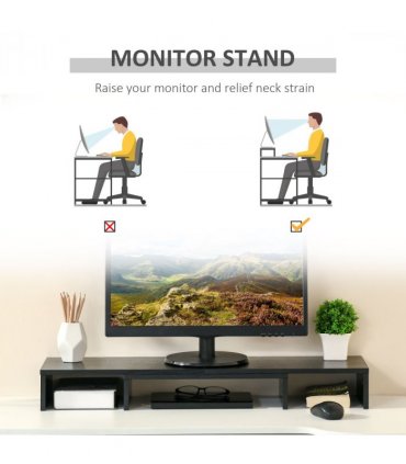 Monitor Stand Screen Riser w/ Adjustable Length for Two Laptop Max Vinsetto