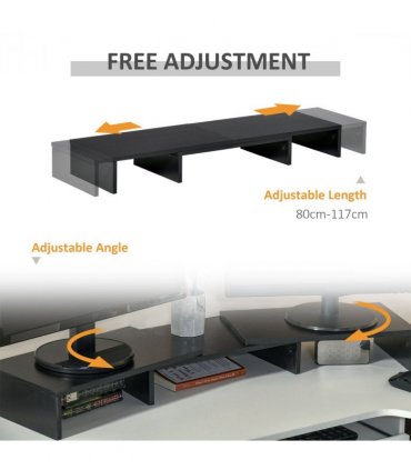 Monitor Stand Screen Riser w/ Adjustable Length for Two Laptop Max Vinsetto