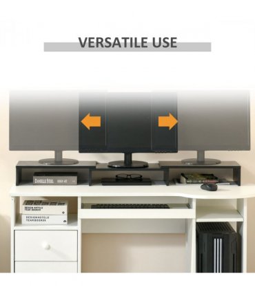 Monitor Stand Screen Riser w/ Adjustable Length for Two Laptop Max Vinsetto