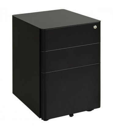 3 Draw Metal Filing Cabinet Lockable 4 Wheel Compact Under Desk Black Vinsetto