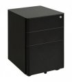 3 Draw Metal Filing Cabinet Lockable 4 Wheel Compact Under Desk Black Vinsetto