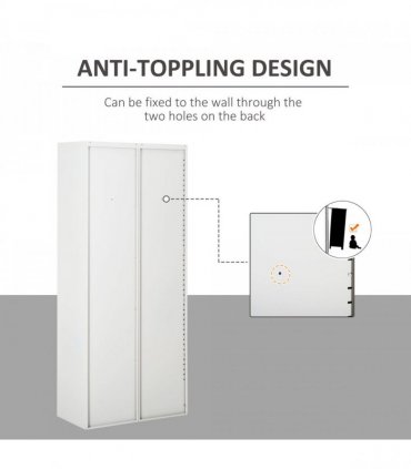 Filing Cabinet Storage Office 2 Doors Adjustable Shelf Metal Cream White