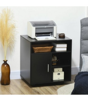 Printer Unit Black Particle Board 65.5H x 60W x 50D cm Multi-Storage Office Orga