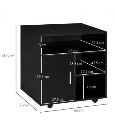Printer Unit Black Particle Board 65.5H x 60W x 50D cm Multi-Storage Office Orga