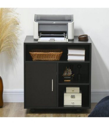 Printer Unit Black Particle Board 65.5H x 60W x 50D cm Multi-Storage Office Orga