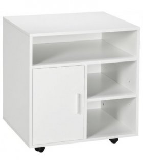 Printer Unit Multi-Storage White Particle Board 65.5H x 60W x 50Dcm