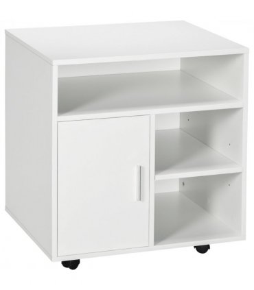 Printer Unit Multi-Storage White Particle Board 65.5H x 60W x 50Dcm