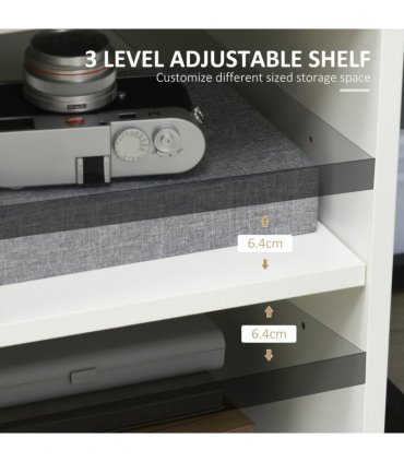 Printer Unit Multi-Storage White Particle Board 65.5H x 60W x 50Dcm