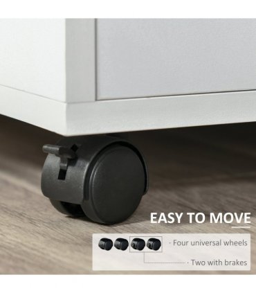 Printer Unit Multi-Storage White Particle Board 65.5H x 60W x 50Dcm