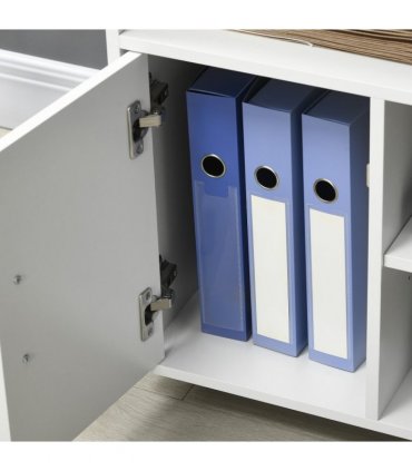 Printer Unit Multi-Storage White Particle Board 65.5H x 60W x 50Dcm