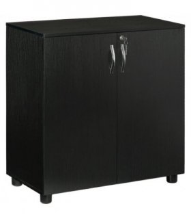Office Storage Cabinet 2-Tier Locking Black Particle Board 80x80x40cm