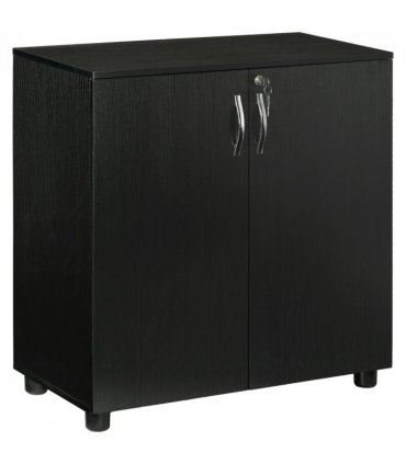 Office Storage Cabinet 2-Tier Locking Black Particle Board 80x80x40cm