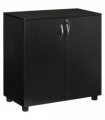 Office Storage Cabinet 2-Tier Locking Black Particle Board 80x80x40cm